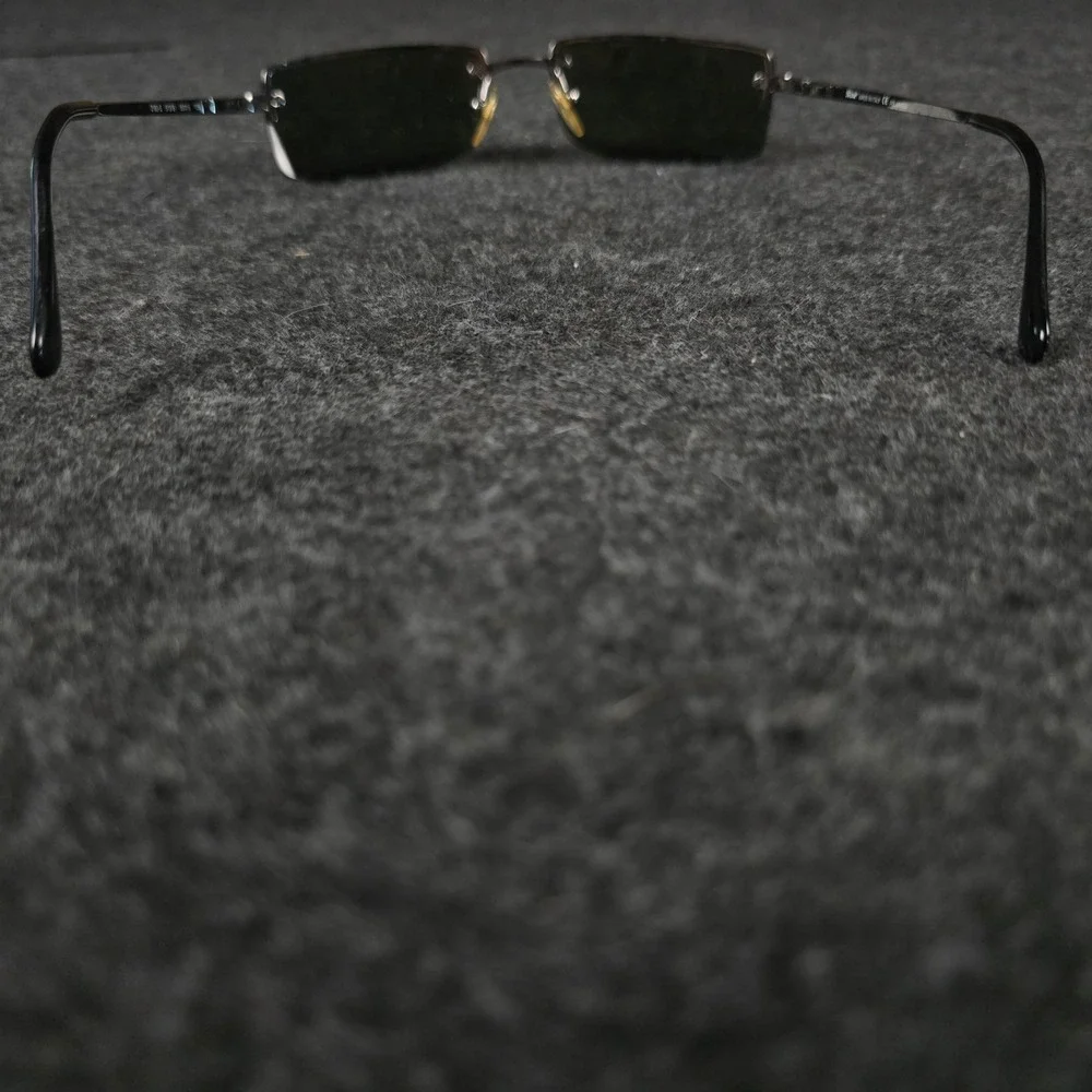 Persol 2193-S 513/81 Polarized Sunglasses Gunmetal Rimless Rectangle Italy 55mm